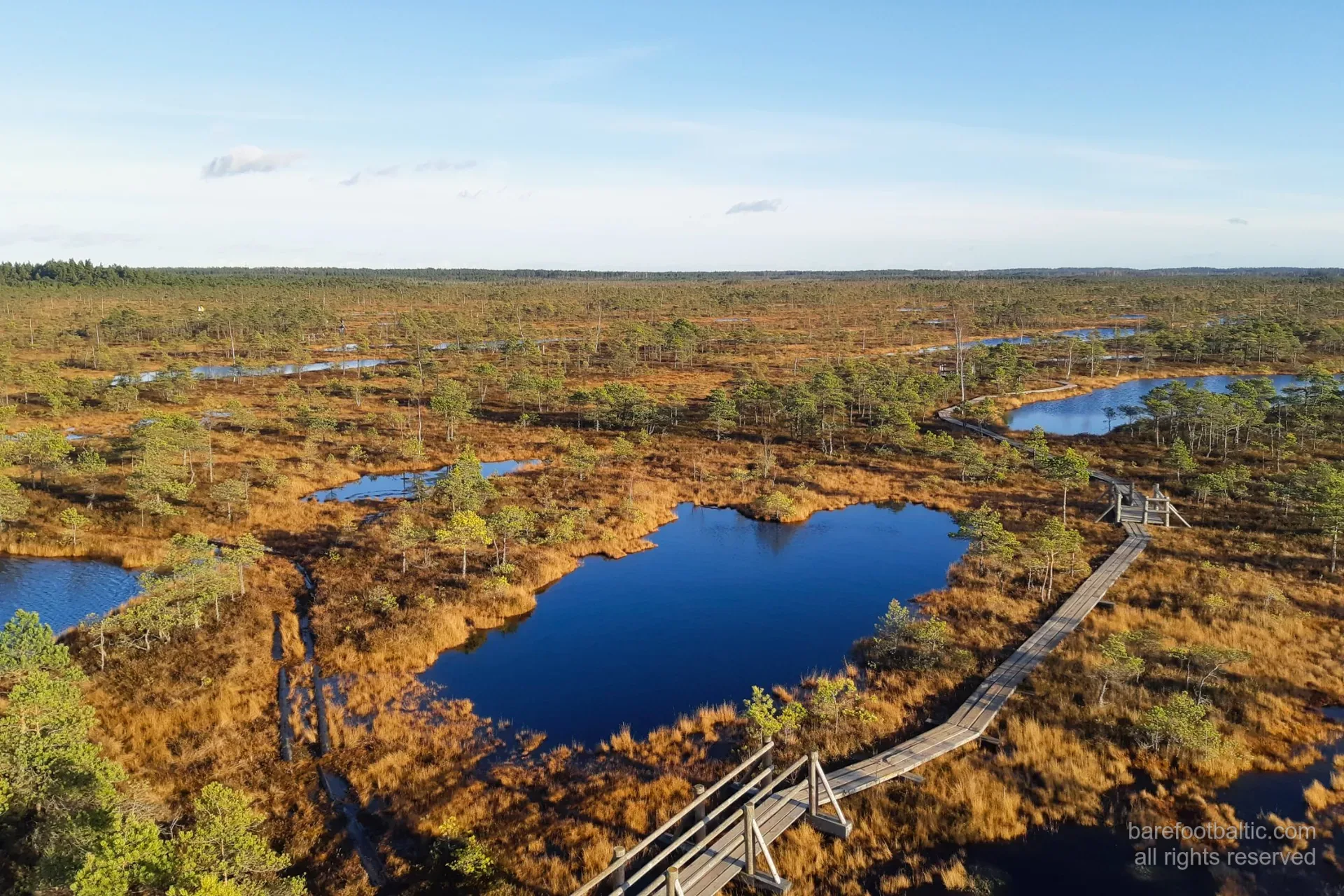 Flygbild över Stora Ķemeri myr, Lettland